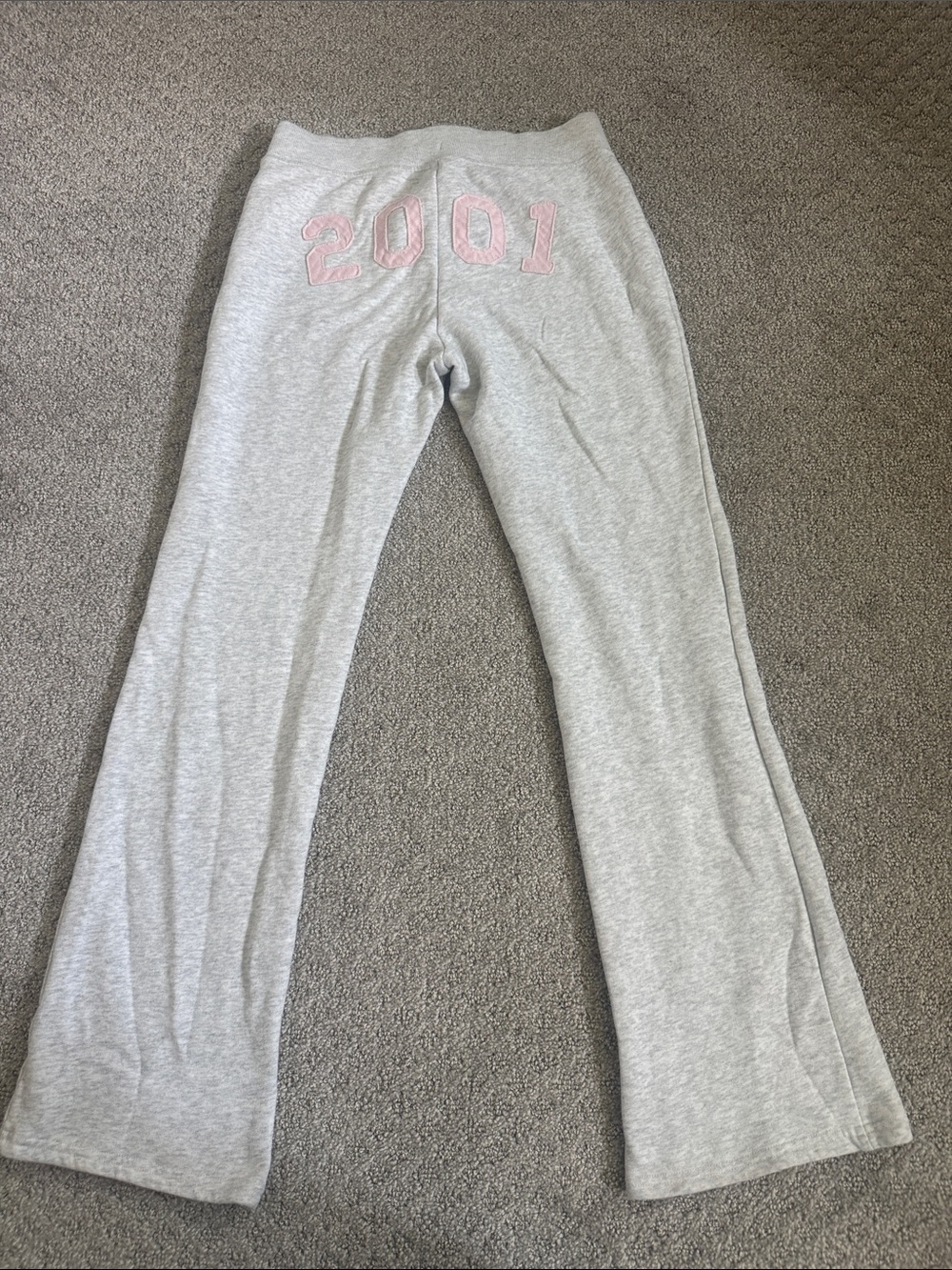 Hollister Gray Sweatpants with Pink '2001' Accent